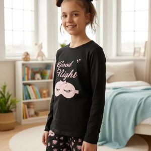 Pijama Infantil Dolemiso Modelo 99783 Para Niños Negro Careta Liso 10