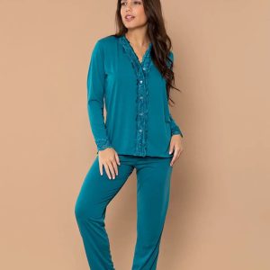 Pijama Invierno Mujer Modal Abrigado Bianca Secreta 25538 Petroleo 5