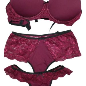 Conjunto Microfibra Y Puntilla De 3 Piezas Grevien 524