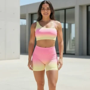 Conjunto Deportivo Top Calza Levanta Cola Dlirio 1170 Rosa-amarillo L