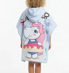 Poncho De Toalla Estampado De Nena Toallon Capucha 60x120 51805 Celeste Summerpony