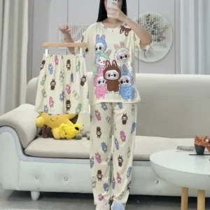 Pijama 3 Piezas Verano Cindisami 9289 Beigeclaro M/l