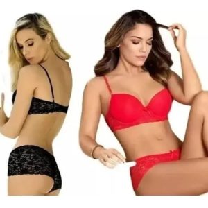 Conjunto Taza Soft De Encaje Con Culotte Y Puntilla New 3000