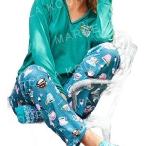 Pijama  Invierno Mujer Jersey Estampado Marcela Koury 4204