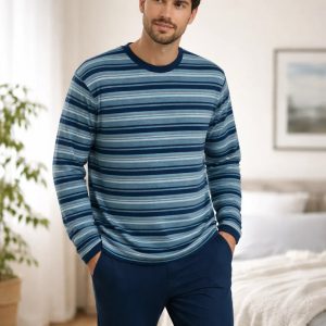 Pijama Invierno Hombre Jersery Rayado Tipico 841