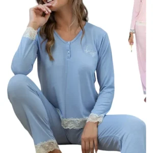Pijama Mujer En Modal Liso Con Puntilla Bianca Secreta 24520