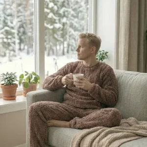 Pijama Invierno Hombre Abrigado Polar Soft Terrenal 017 Chocolate Dibujado 2xl