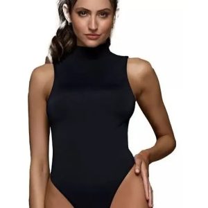 Body De Microfibra Doble Con Cuello Alto Brigitte 2150