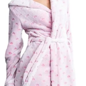 Bata Mujer Polar Supersoft C/capucha Corazones Y Estrellas