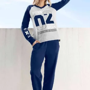 Pijama Femenino Lencatex Modelo 26316 Cómodo Y Elegante Melange/azul 5