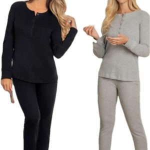 Pijama Invierno Mujer Morley Liso Botones Lencatex 22326