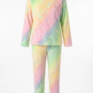 Pijama Niños Niñas Unisex Flannel Polar Terrenal Super Suave Fluor Art 84805 11-12