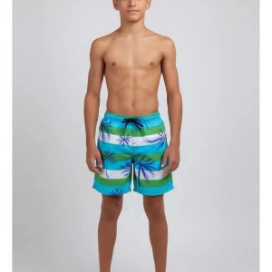 Malla Short Juvenil Bolsillos Estampada 81296 Verde/turquesa Palmera 15-16