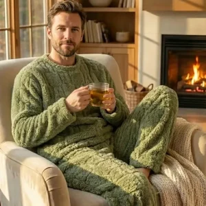 Pijama Invierno Hombre Abrigado Polar Soft Terrenal 017 Verde Dibujado 2xl