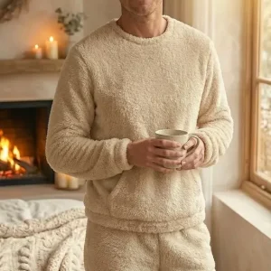 Pijama Invierno Hombre Abrigado Polar Soft Terrenal 017 Beige Dibujado 2xl