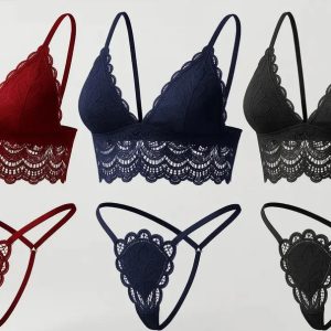 Pack X3 Conjuntos Bralette Puntilla Hilo Dental 2582 Surtido M/l
