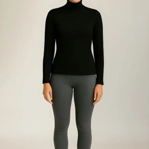Pack Conjunto Térmico Dama Calza Y Polera Frisados Terrenal L Negro-gris