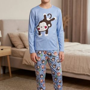 Pijama Infantil Dolemiso Modelo 99783 Para Niños Celeste Liso 10
