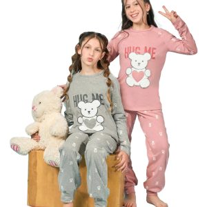 Pijama Infantil Invierno Jersey Talle 4 Al 16 Lencatex 25955 Rosa Melange 10