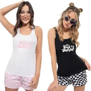 Pijama Verano Mujer Remera Ribb Short Algodón Lencatex 23762
