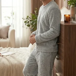 Pijama Invierno Hombre Abrigado Polar Soft Terrenal 017 Gris Claro Dibujado 2xl