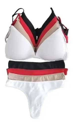 Pack X3 Conjunto Triangulo Soft Algodon Y Lycra Less New 530