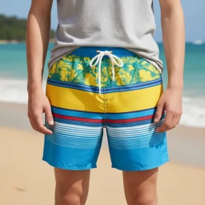 Malla Short Juvenil Bolsillos Estampada 81296 Amarillo/verde Flores 11-12