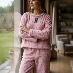 Pijama Mujer Polar Soft Calentito Labrado Bianca 6203 Beige Art 1009 Dibujado Unico