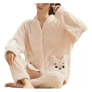 Pijama Mujer Polar Soft Abotonado Bordado Bianca 10653