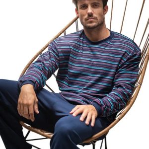 Pijama Invierno Hombre Interlock Rayado Tipico 765 Verde L
