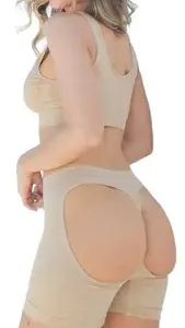 Pack X3 Fajas Con Pierna Modeladora De Gluteos Maxima 217 Blanco/negro/avellana L/xl