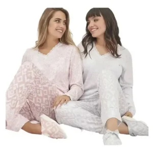 Pijama Invierno Marcela Koury 4149 Algodón Con Puntilla