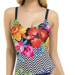 Malla Enteriza Vedetina Estampada Mujer Verano Nodagi 315 Negro 3