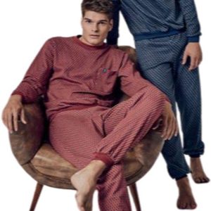 Pijama Invierno Hombre Jackard Cuello V Con Puño Tipico 767