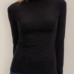 Pack X2 Poleras Mujer Modal Frisadas Basicas Por Talle Blanco/negro 3