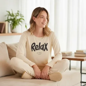 Pijama Femenino Susurro Modelo 3800 Cómodo Y Elegante Hueso 2