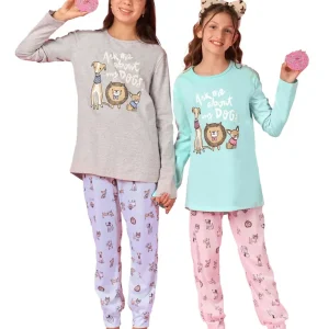 Pijama Infantil Invierno Jersey Talle 4 Al 16 Lencatex 25951 Verde Agua 8