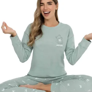 Pijama Invierno Mujer Jersey Lencatex 26309 Verde 1