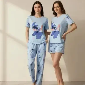Pijama Mujer Cindisami 3 Piezas Manga Corta Short 95759 Celeste M/l