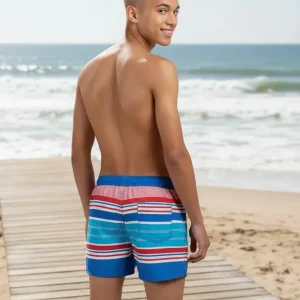 Malla Short Juvenil Bolsillos Estampada 81296 Azul/rojo Rayas 11-12