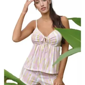 Pijama Musculosa Estampado Bretel Y Short Marcela Koury 4221