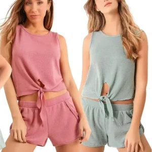 Pijama Mujer De Algodón Pique C/nudo Verano Lencatex 21791