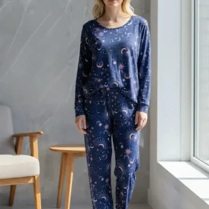 Pijama Algodon Modal C/lycra Art 31729 Por Talle Azul Estrella 2xl 3xl