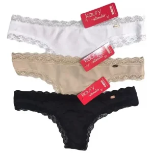Pack X3 Bombachas Cola Less De Microfibra Puntilla Kaury 18 Surtido Único