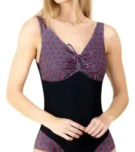 Malla Entera Estampada Marilyn Frunce Vedetina Nodagi 332 Negro 6