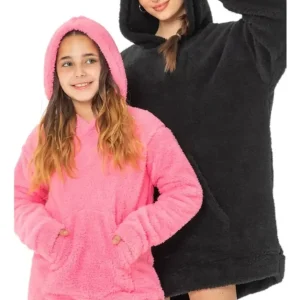 Buzo Niña Peluche Con Capucha Maxi Buzo Bianca Secreta 24581 Rosa 6