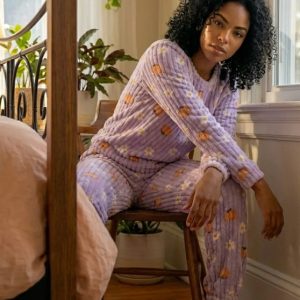 Pijama Mujer Polar Super Soft Bianca 76421 Estampado Lila Flores Morley Soff L-xl