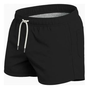 Traje De Baño Malla Hombre Liso Suspensor Bolsillo 78426 Negro L/xl