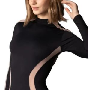 Body Sexy Manga Larga Microfibra Y Tul Andressa 5758