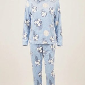 Pijama Niños Niñas Unisex Flannel Polar Terrenal Super Suave Celeste Pelotas Art 24744 10-11